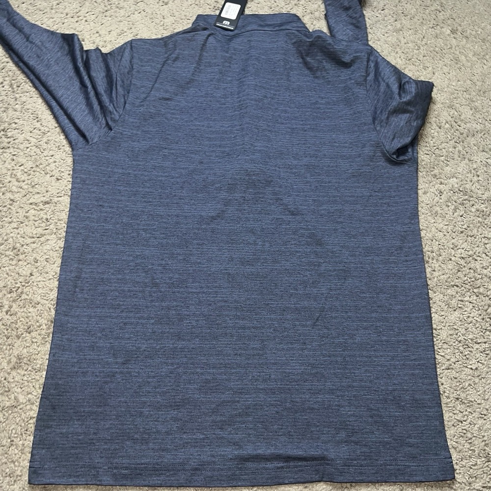 NWT Travis Mathew Men's Size Medium Indigo Striped Lightweight Quarter Zip - Picture 7 of 7